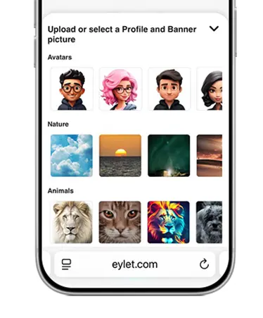 Built-in avatar and banner gallery.