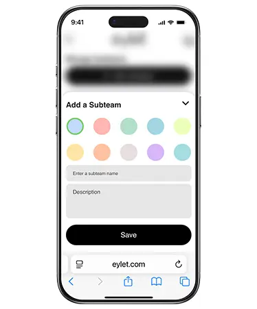 Subteam creation and visual organization.